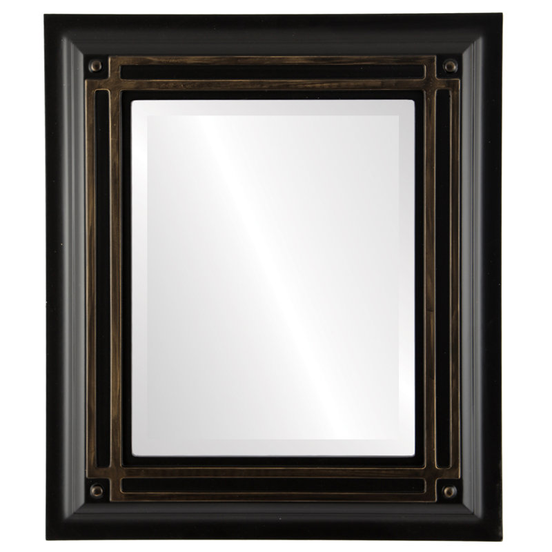 Miroir décoratif rectangulaire encadré Pinter, H 22 po x l 18 po, Noir / or