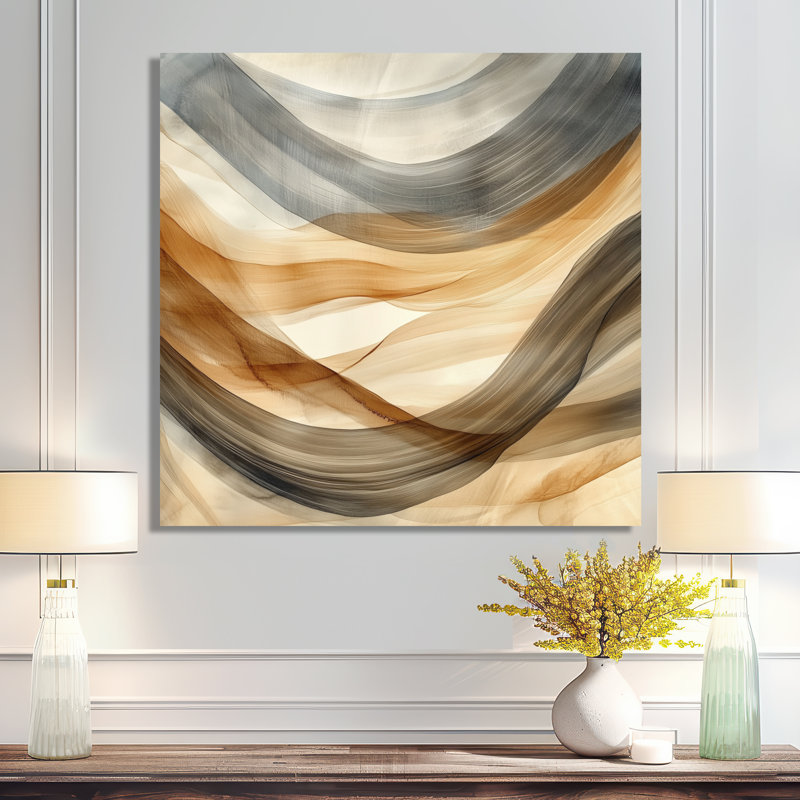 «Minimlaist Earthline Motion», art mural abstrait en métal, impression moderne sur métal, L 29 po x H 29 po