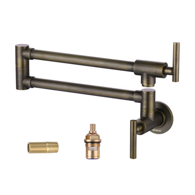 Commercial Wall Mount Brass Pot Filler Faucet with Double Joint Swing Arms