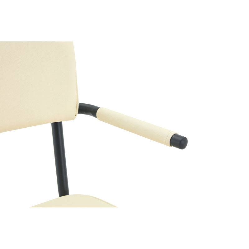 Ensemble de 4 chaises de salle à manger rembourrées modernes en cuir blanc cassé de qualité supérieure, avec des pieds en métal, idéales pour la maison et la cuisine