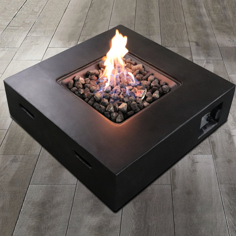 Concrete Fire Pit Table For Outdoor Enjoyment - 40000 , Propane/Natural Gas, Heat , Charcoal, 30X30x11 In, Modern Design Gardens Rustproof, Heating Option