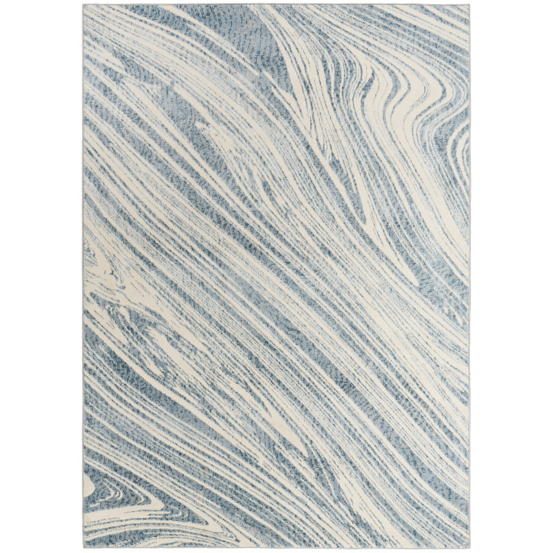 Area Rug in Blue/Ivory, Rectangle 5'3" x 7'3"