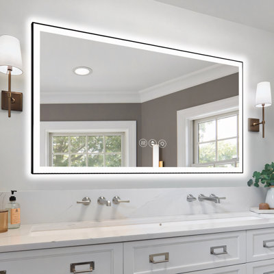 72X40" Frameless LED Bathroom Mirror,Smart Mirror