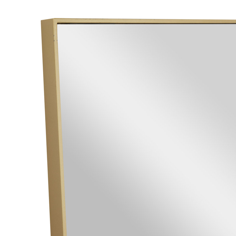 Wooden Wall Mirror with Thin Minimalistic Frame, 36" x 18", Gold