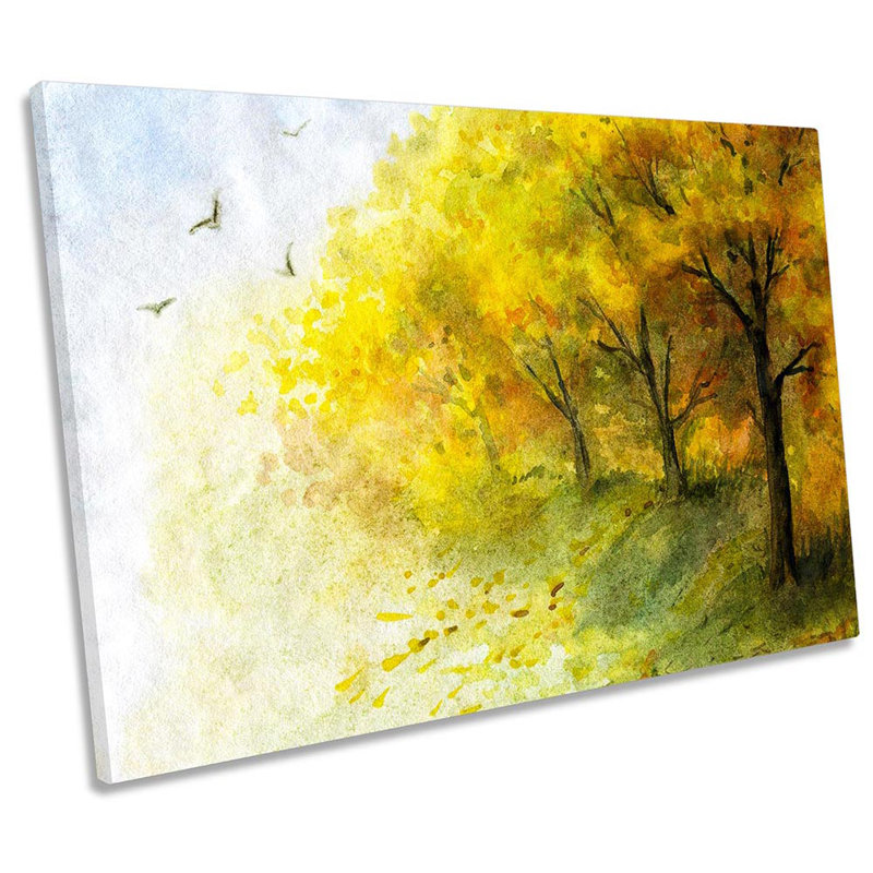 Yellow Autumn Trees Repro - Wrapped Canvas Print, 30.5cm H x 45.7cm W x 2cm D
