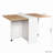 Folding Dining Table, Drop Leaf Dining Table With Wheels And 2-Layer Storage Shelf, Space Saving Dining Table For Small Spaces, White And  Oak