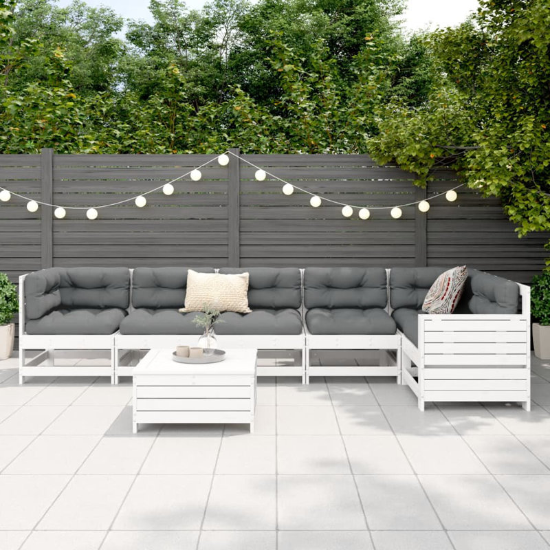 7 Piece Garden Sofa Set Solid Wood Douglas Fir, White Pine