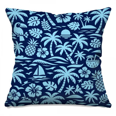 Coussins décoratifs bleus à motif tropical