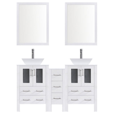 Ensemble de meuble-lavabo double 72 po avec miroir Modern