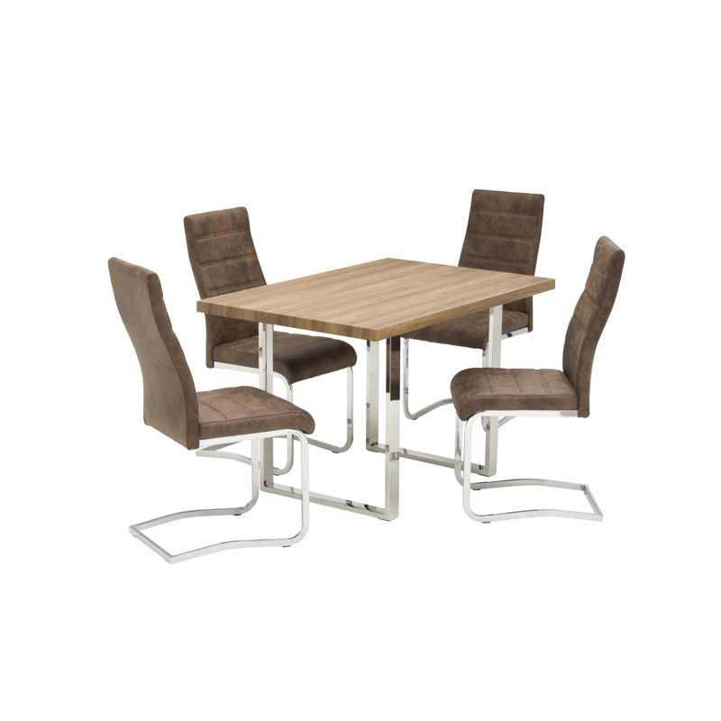 Kramer Metal Base Dining Table, 75cm H x 80cm W x 120cm L, Oak