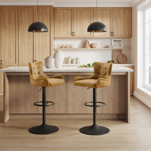 Swivel Upholstered Adjustable Height Counter Stool (Set of 2)