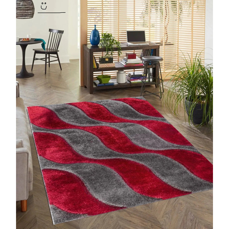 Geometric Shag Area Rug, Rectangle 200 x 290 cm