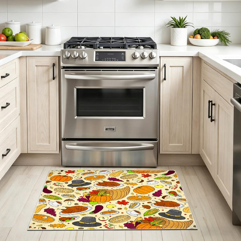 Tapis d'intérieur transparent, lavable à la machine et coloré avec des motifs dessinés à la main, Rectangle 32" x 47"
