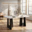 Table de salle à manger de 63 pouces en faux marbre avec base géométrique en MDF-1327564300