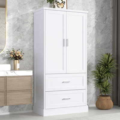 Garner Tall Bathroom Storage With 2 Drawers, An Adjustable Shelf And Door Shelves Design