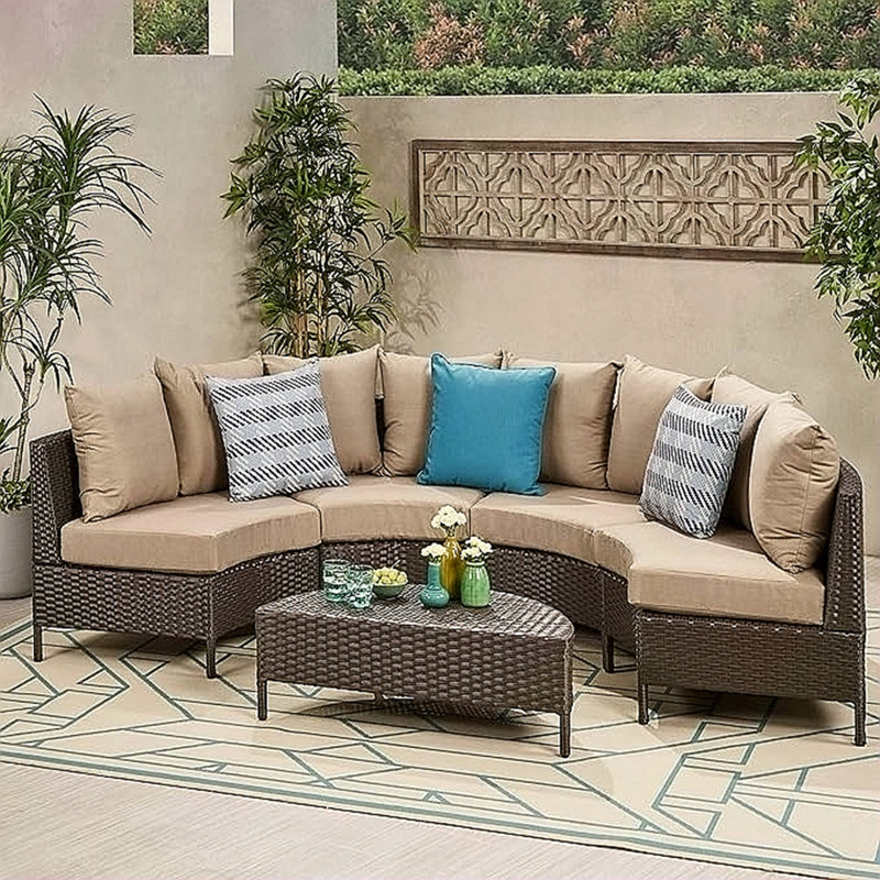 Ensemble de canapé 5 pièces PT Limon, Beige, Brun