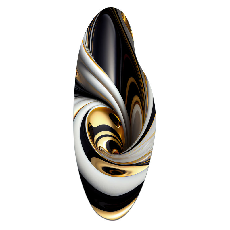 Cofi - Abstract Spirals Asymmetrical Metal Print, Modern Freeform Metal Wall Art, 30" H x 11" W