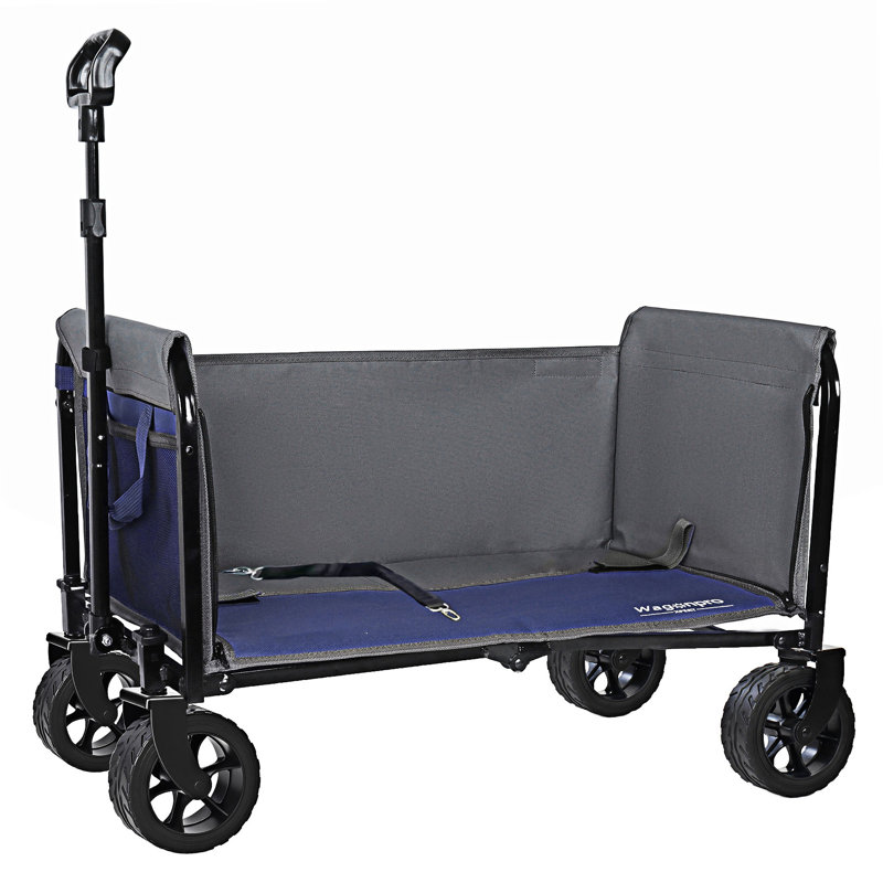 Convertible Folding Trolley With Storage, Dark Blue