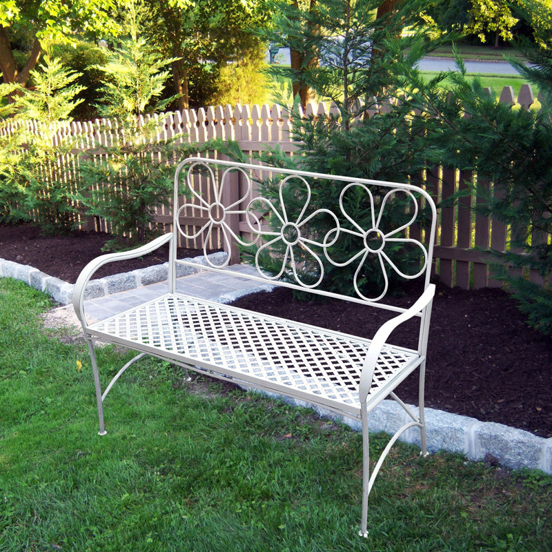 Iron Outdoor Bench, White