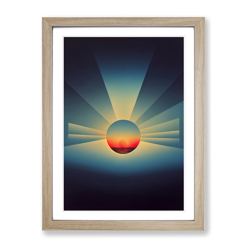 Urban Abstract Sunset - Wall Art, 66cm H x 48cm W, Oak Framed Paper, White