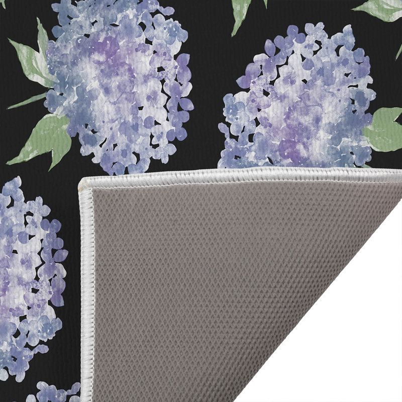Tapis de bain Hydrangea Love, Gris anthracite, Simple - L 24 po x l 17 po