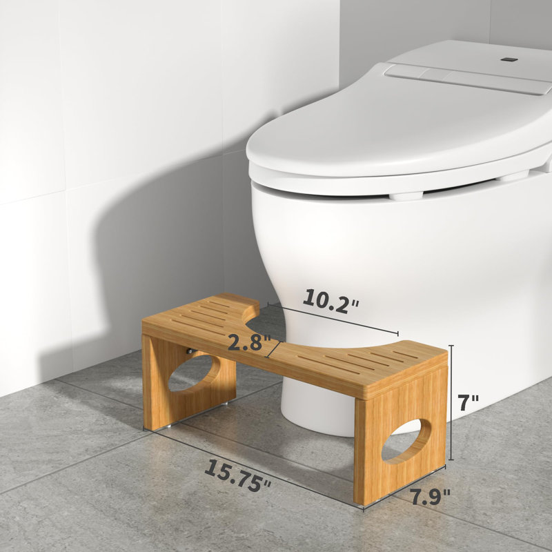 Tabouret de toilette pliable 7 pouces en bambou - Tabouret de salle de bain pour adultes et enfants