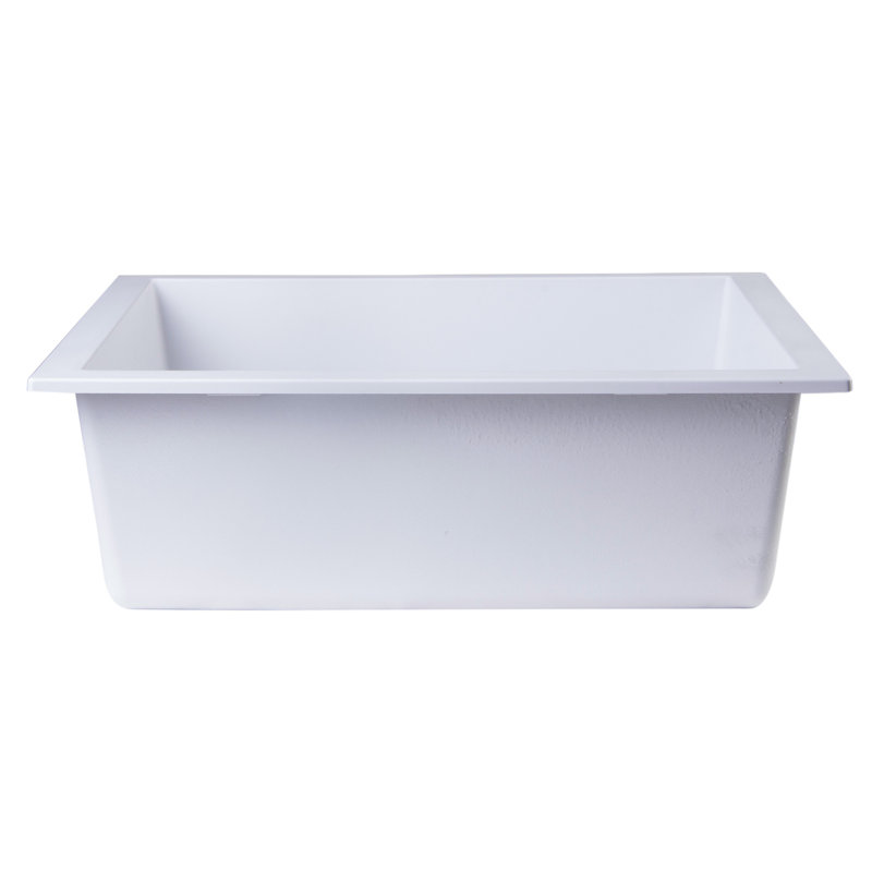 23.63'' L Single Bowl Granite Kitchen Sink, Biscuit