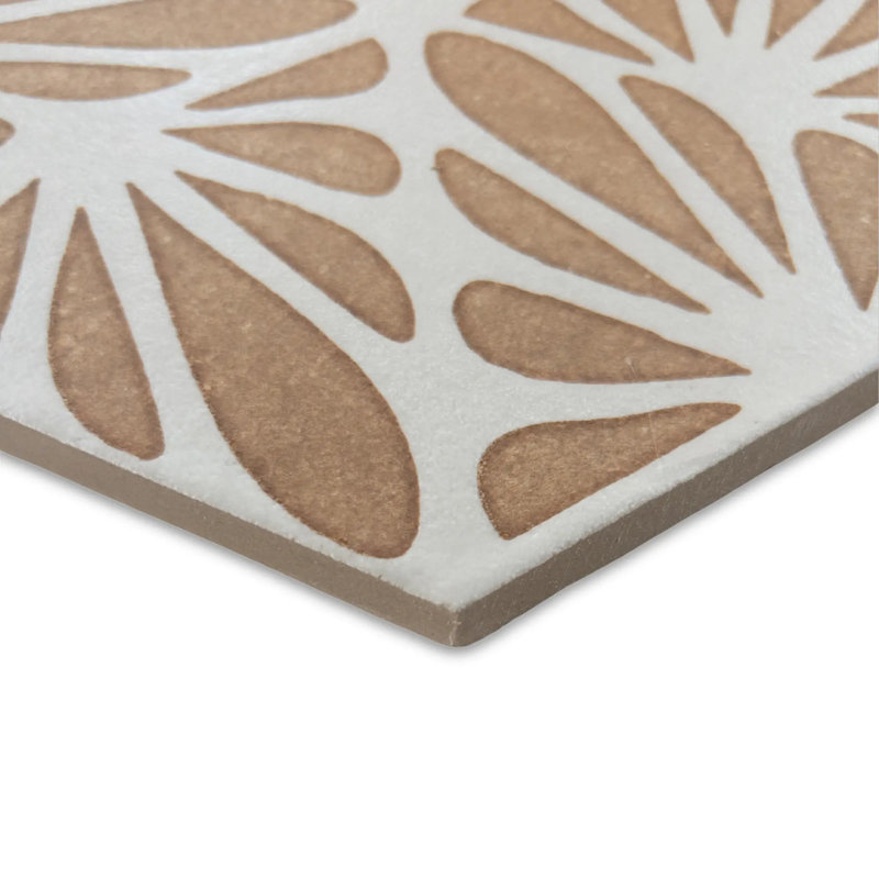 Terrapetal Stoneware Hexagon Tile 8.5X10”, Orange