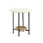 Table de bout ovale à plateau blanc et tablette naturelle, base en métal, décorez votre table de salon en couleurs, ajoutant de l'élégance à la pièce