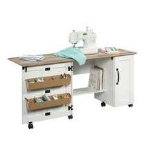 63'' x 19'' Foldable Sewing Table with Sewing Machine Platform and