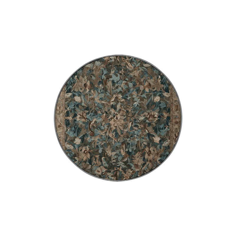 Tapis gris soyeux et moelleux, Rond 5 pi