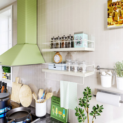 2 Piece Metal Floating Shelf with Towel Bar