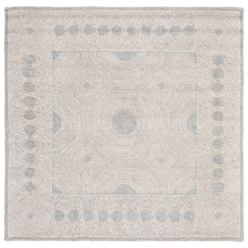 Dejesus Hand Tufted Wool And Cotton With Latex Oriental Rug, Square 5'