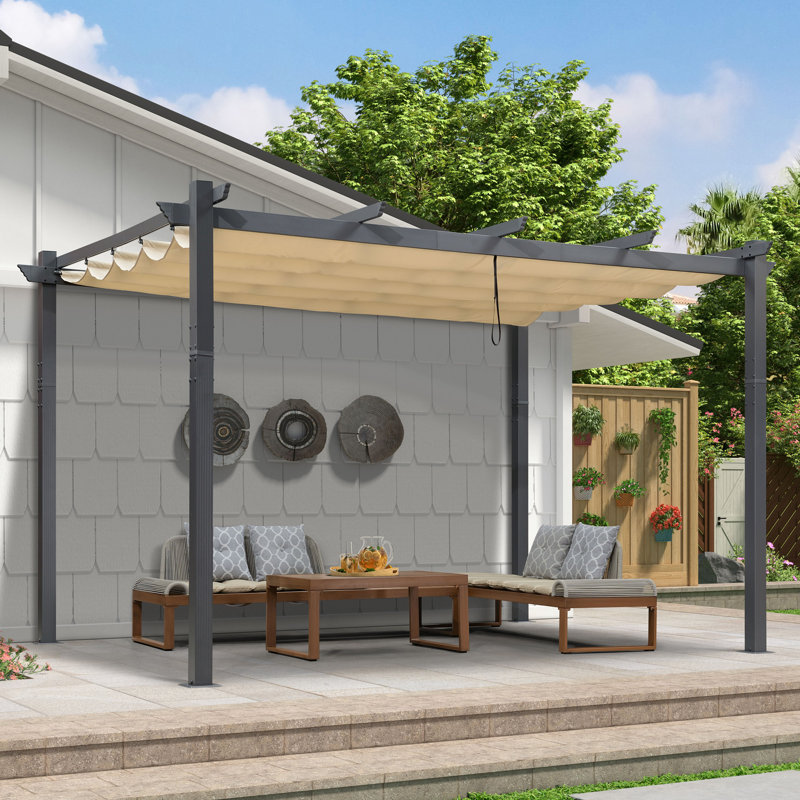 4m x 3m Aluminum Pergola, Khaki