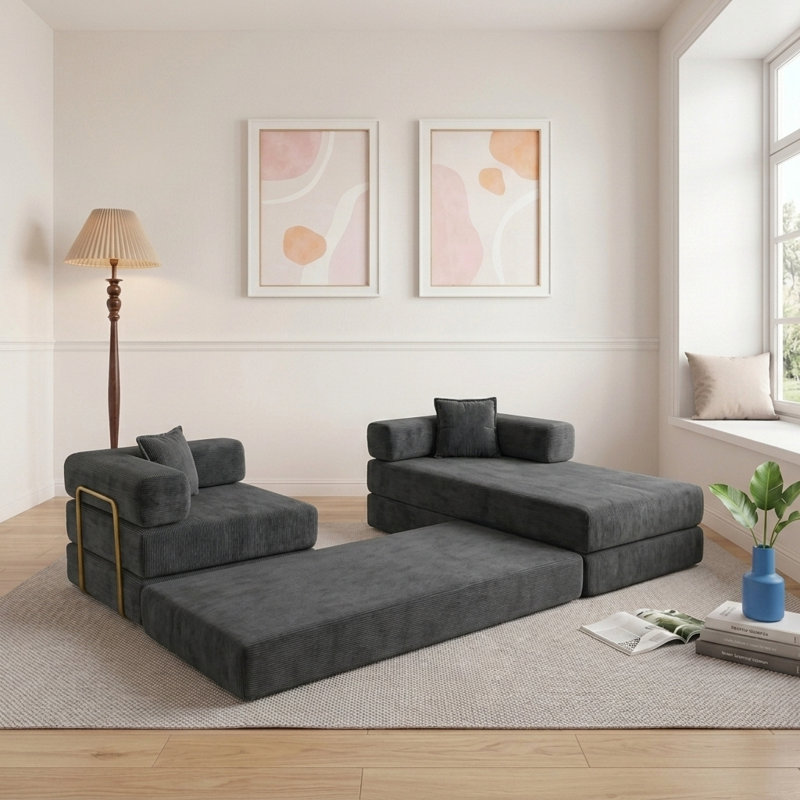 Canapé modulaire 108 po Mid-Century, Gris