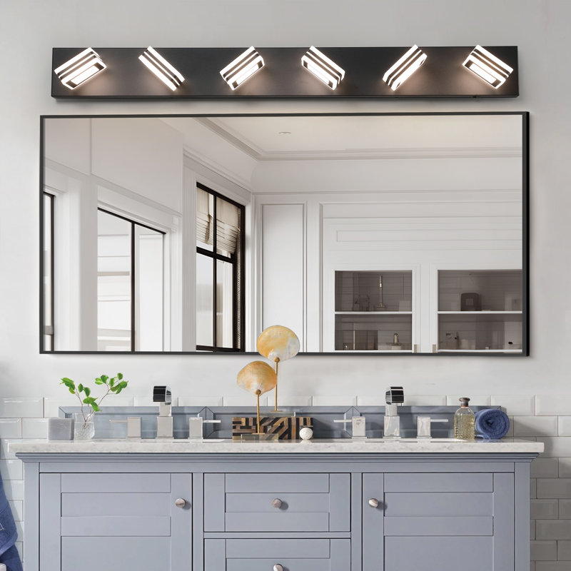 Applique murale élégante, à intensité variable, en fer et en acrylique, parfaite pour éclairer un miroir