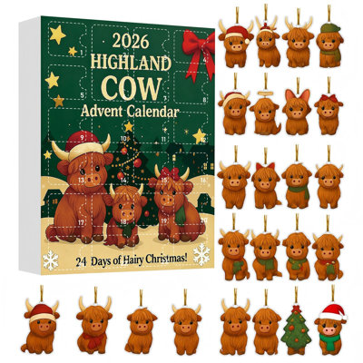 Décorations de Noël - Calendrier d'Avènement des Bétails (24 jours) - Décoration plate 2D - Idées cadeaux de Noël
