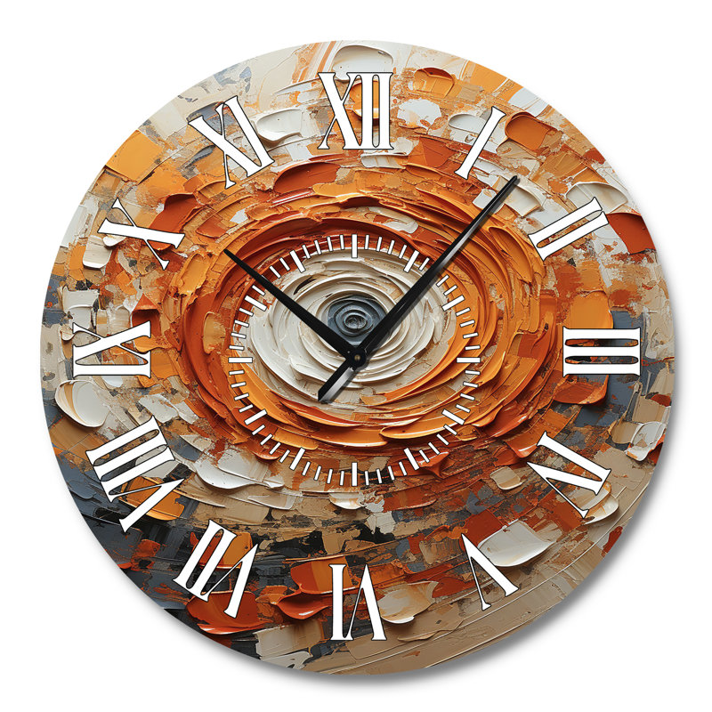 Horloge murale orange et blanche, Grand