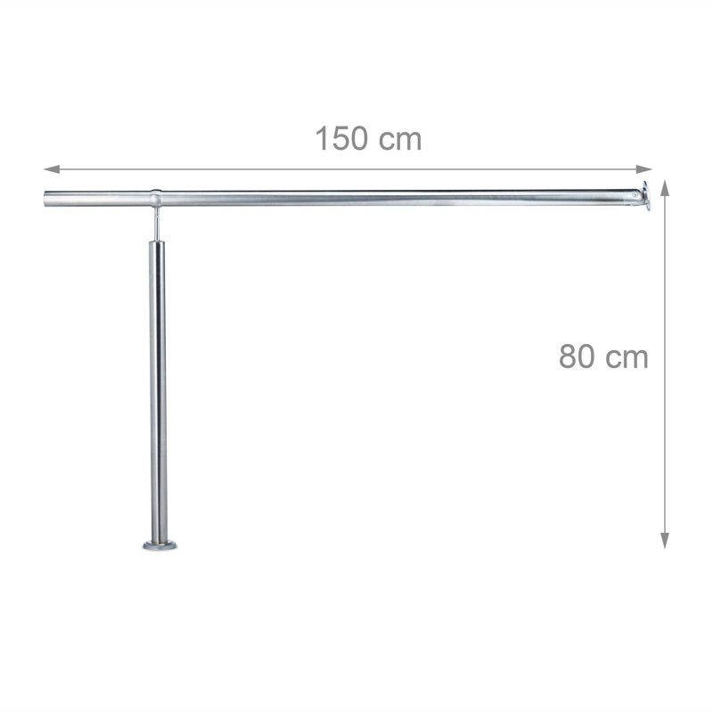 Stainless Steel Stair Banister, 80cm H x 150cm W