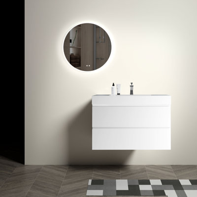 Meuble-lavabo de salle de bain moderne 36 po -, tiroirs spacieux élégants, espace de rangement supplémentaire, 20% plus de capacité que la normale