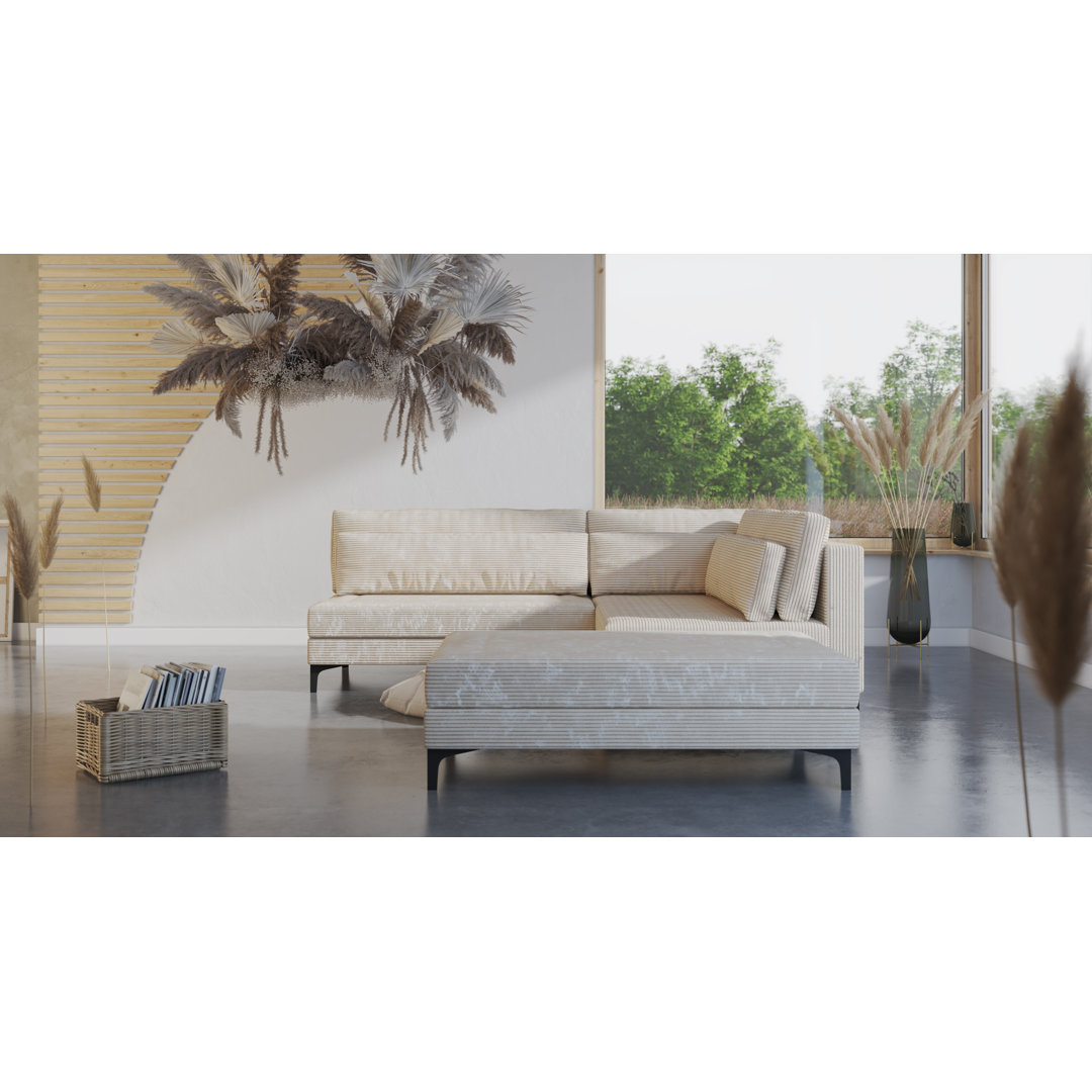 Ecksofa aus Cord mit Bettfunktion