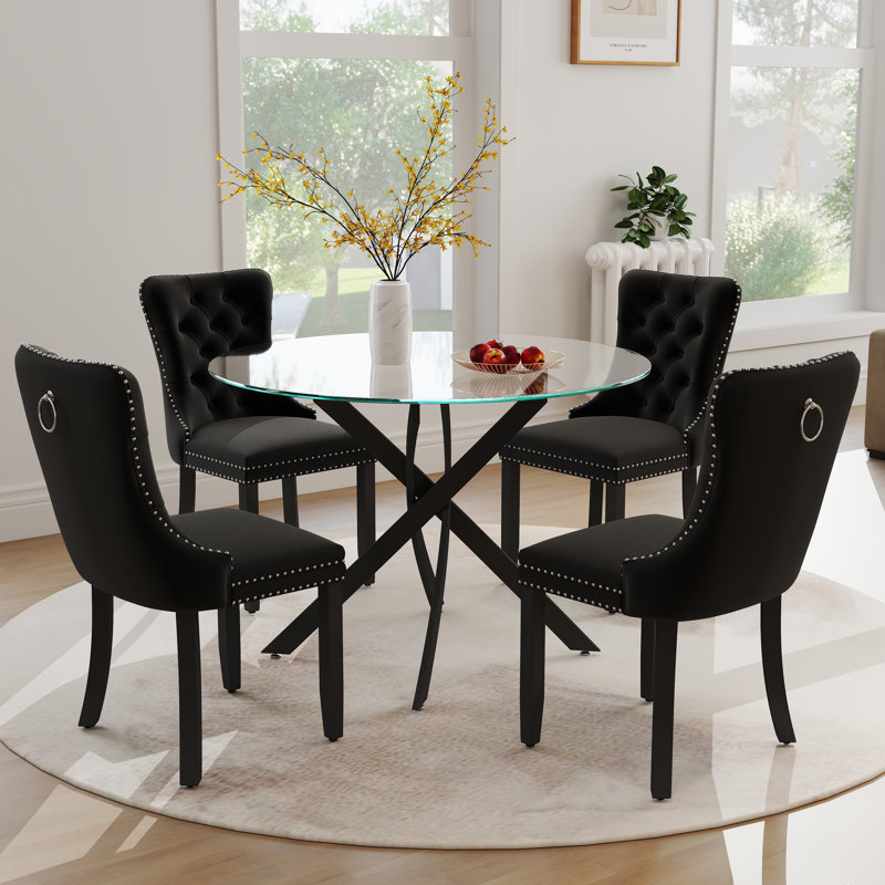 Ensemble repas rond à piédestal, 5, Noir, noir, noir, noir