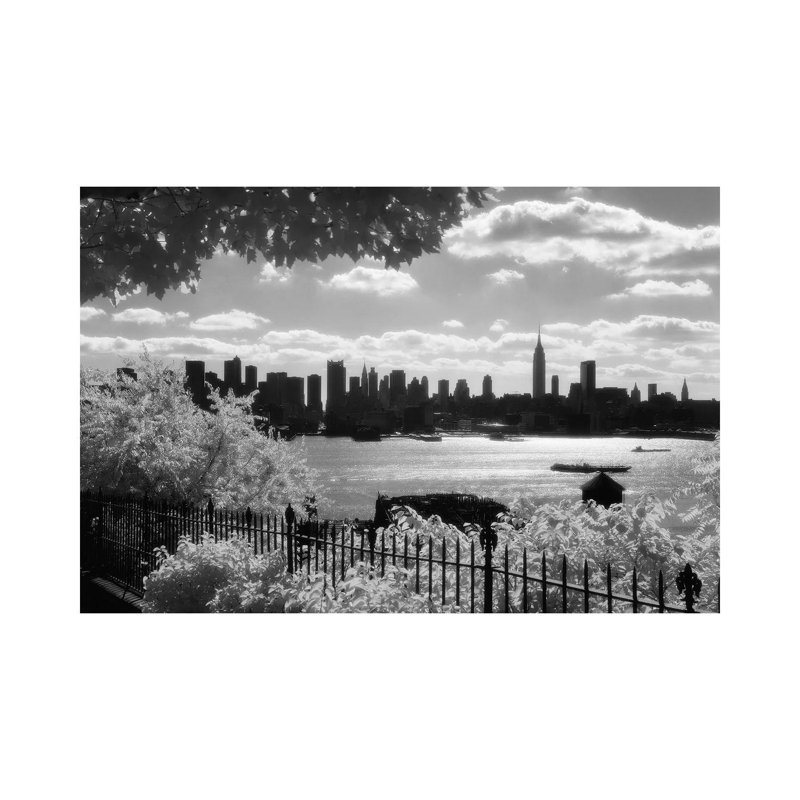 1970s View Of Midtown Manhattan Skyline Silhouette Form New Jersey New York City New York USA - Wrapped Canvas Print