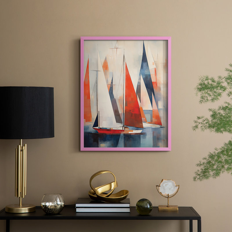 NAUTICAL Series CDXVI, reproduction encadrée - bois massif, H 15 po x l 12 po, Rose