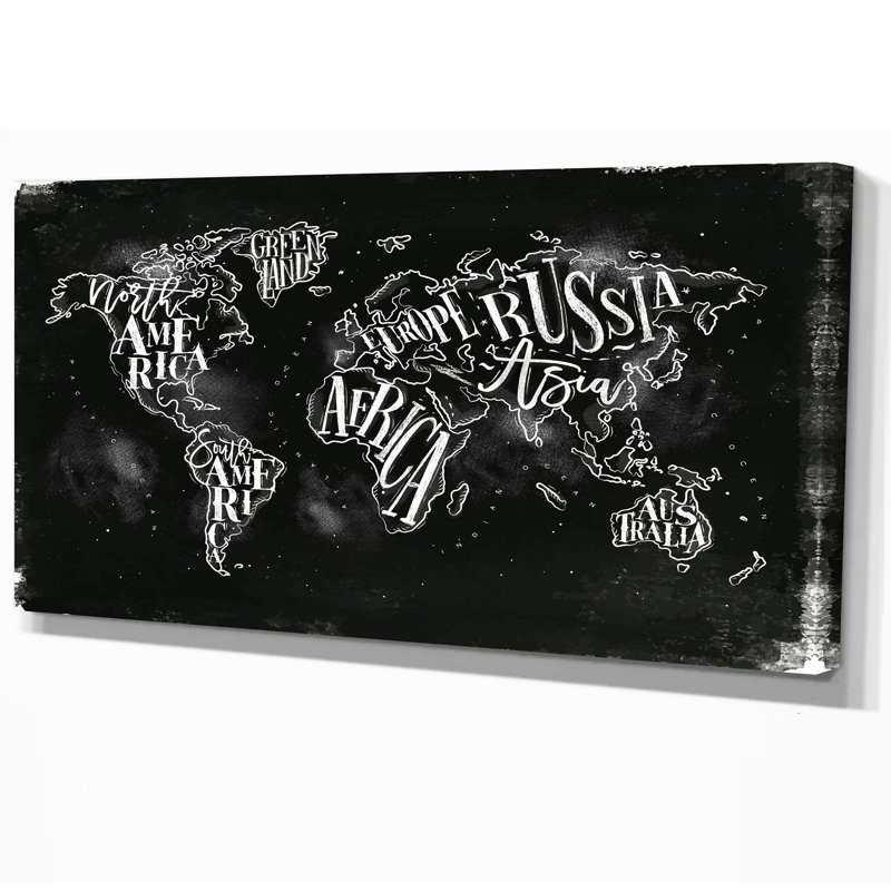 Carte du monde - impression sur toile, Toile tendue, H 16 po x l 32 po x p 1 po
