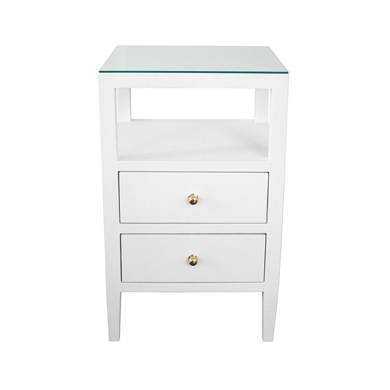 Roscoe Glass End Table, White