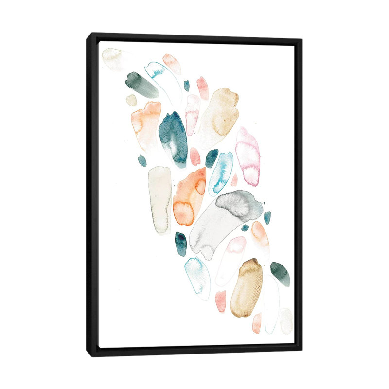 « pebbles » non disponible sur toile, H 60 po x l 40po x P 1,5 po, Toile avec cadre noir, Pas de tapis
