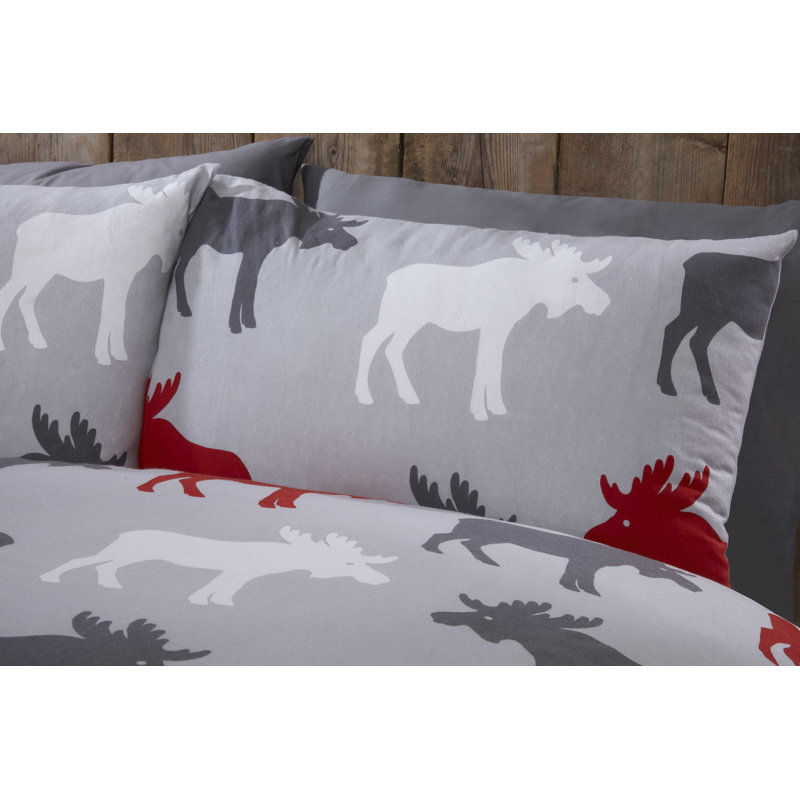 Humphreys Cotton No Pattern Bedding with Pillowcases, Grey, King Duvet Cover - 2 Standard Pillowcases