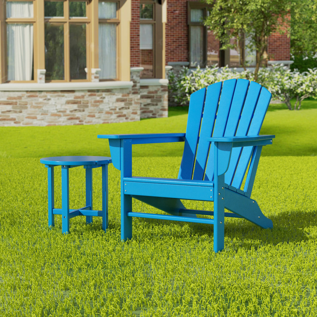 Gleneagle Foldable Outdoor Adirondack Chair With Table Highland Dunes Frame 