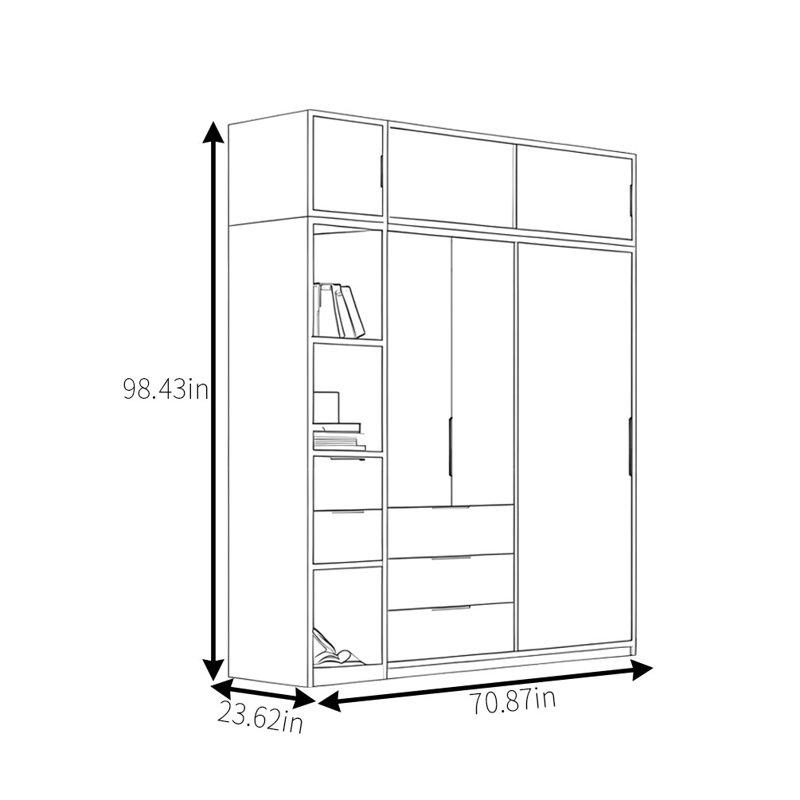 Modern Simple Push Pull Closet, 98.43" H x 70.87" W x 23.62" D